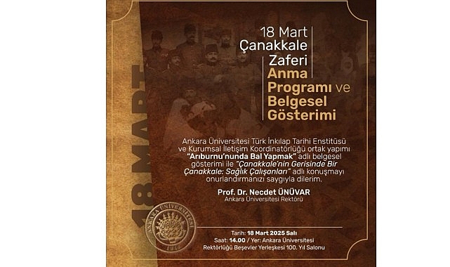 Ankara Üniversitesi Yapımı “Arıburnu’nda Bal Yapmak” Belgeseli Çanakkale Zaferi’nin Yıldönümünde İzleyiciyle Buluştu Ankara Üniversitesi Yapımı “Arıburnu’nda Bal Yapmak” Belgeseli Çanakkale Zaferi’nin Yıldönümünde İzleyiciyle Buluştu